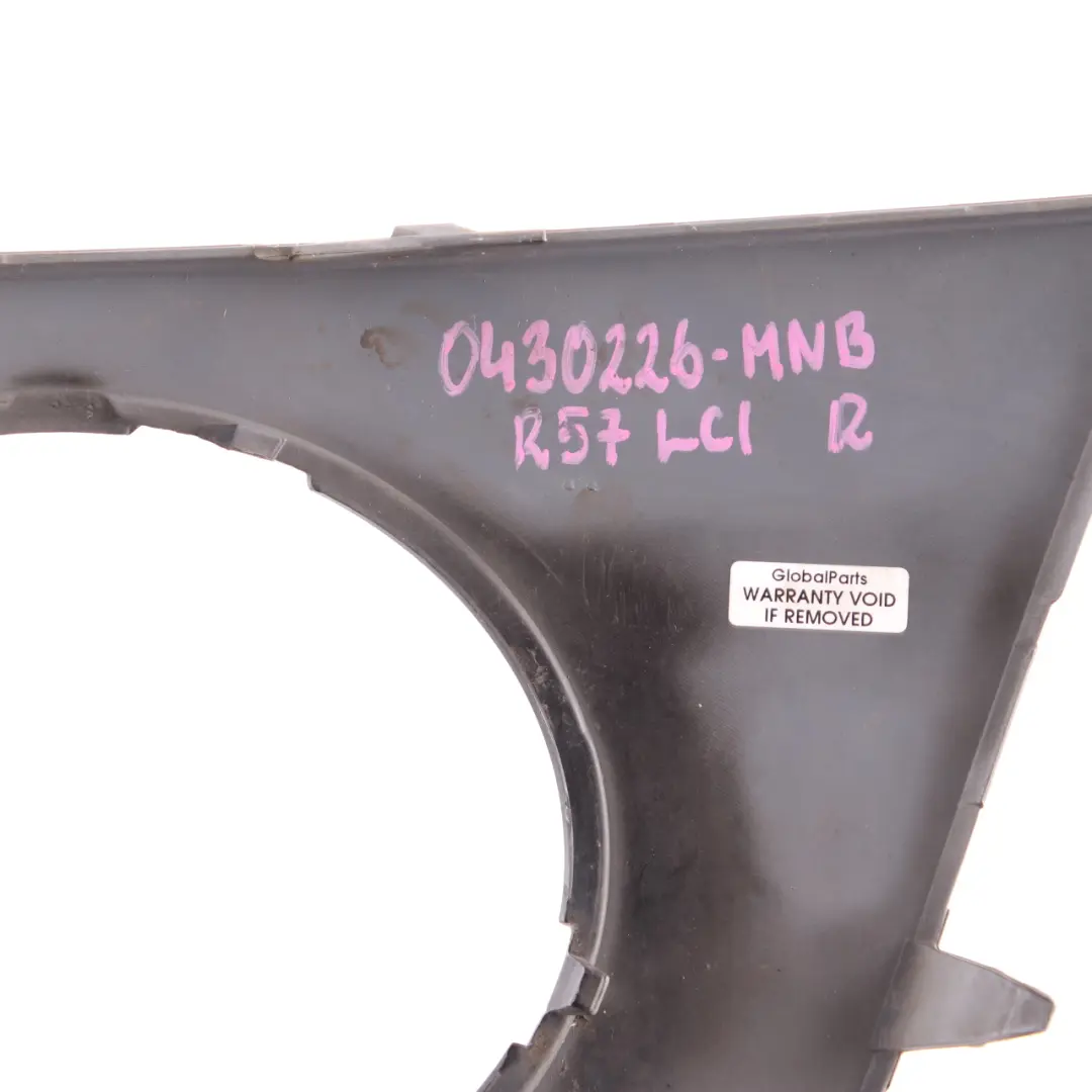 Mini R55 R56 R57 Front Bumper Trim Panel Right O/S Midnight Black Metallic A94 - SKU 0430226-MNB - Part number 0430226