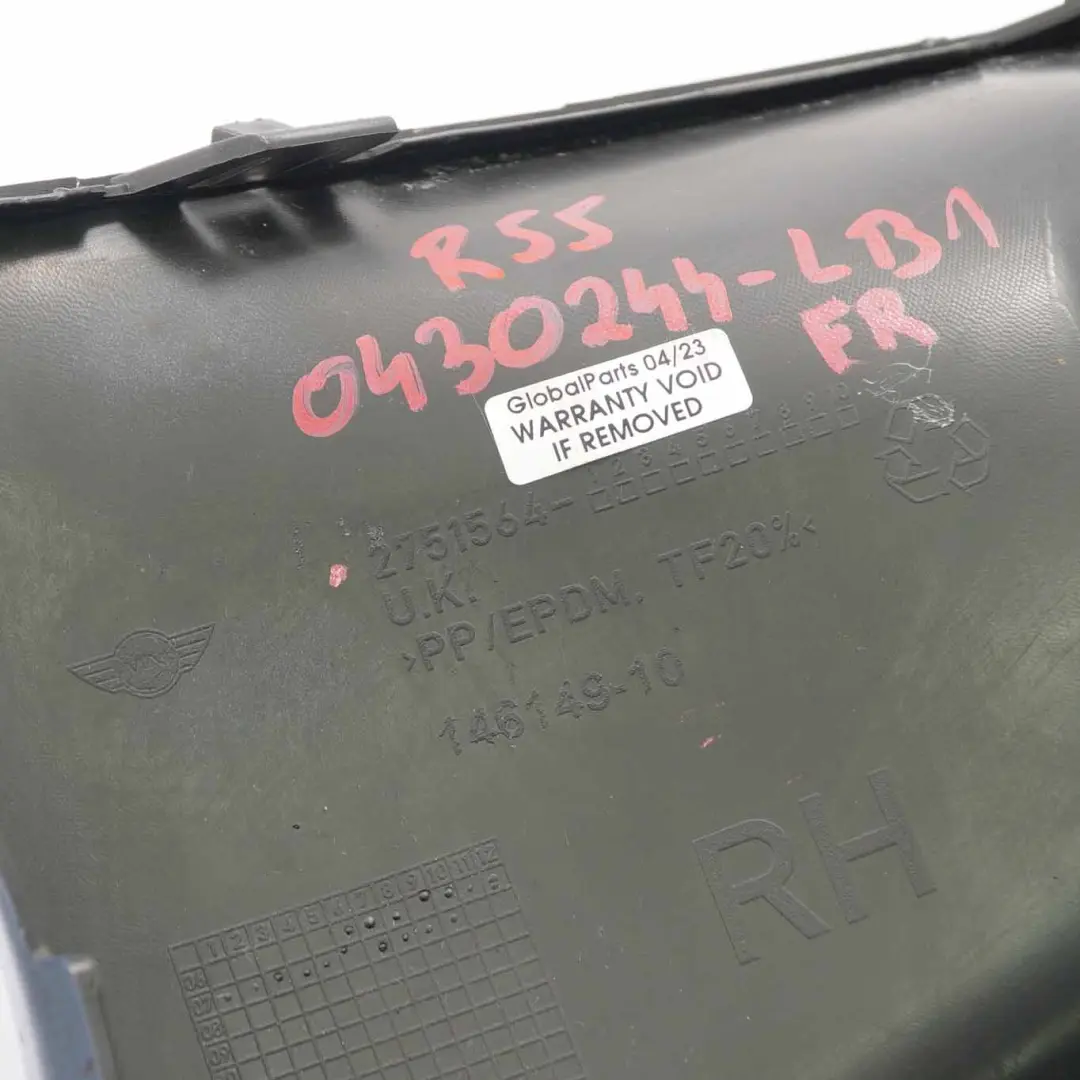 Paraurti anteriore destro Blu Fulmine A63 2751564 per Mini Cooper S R55 R56 R57 con numero di parte 0430244 Mini Cooper S R55 R56 R57 Paraurti anteriore destro Blu Fulmine A63 2751564 - SKU 0430244-LB1 - Numero di parte 0430244