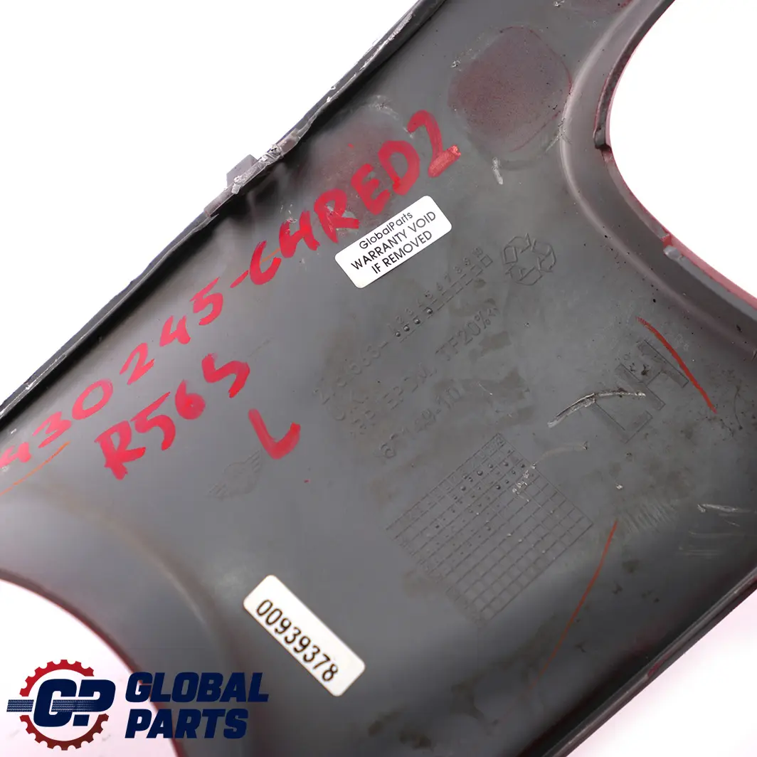 Paraurti anteriore Pannello di copertura sinistra Chili Red per Mini Cooper S R56 con numero di parte 2751563 Mini Cooper S R56 Paraurti anteriore Pannello di copertura sinistra Chili Red - SKU 0430245-CHRED2 - Numero di parte 2751563