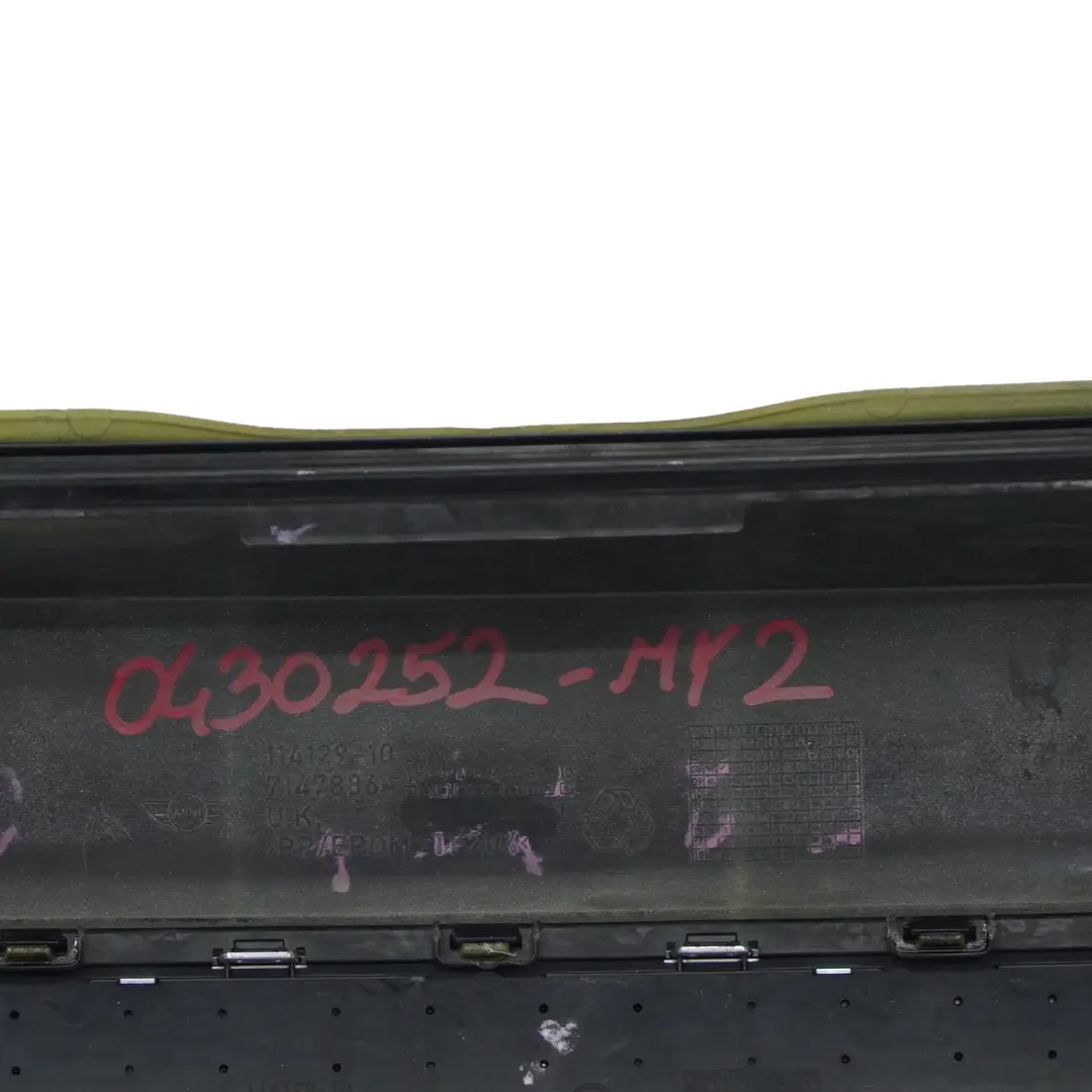 Complete Rear Bumper Trim Panel Mellow Yellow A58 to Mini Cooper S R56 R57 with Part number 0430252 Mini Cooper S R56 R57 Complete Rear Bumper Trim Panel Mellow Yellow A58 - SKU 0430252-MY2 - Part number 0430252