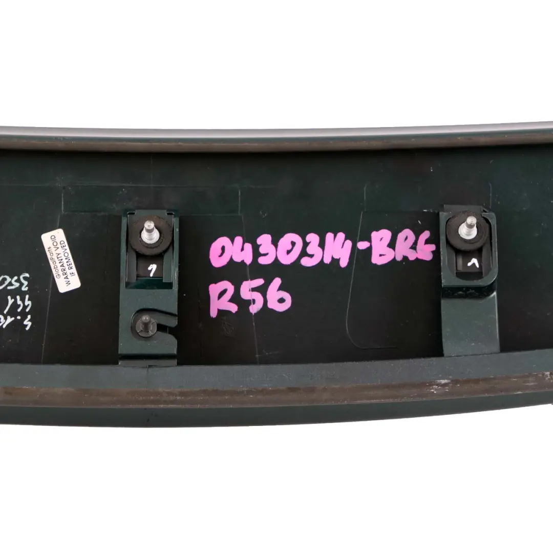 Trunk Spoiler Trim Panel British Racing Green 7148913 to Mini Cooper One R56 Rear with Part number 0430314 Mini Cooper One R56 Rear Trunk Spoiler Trim Panel British Racing Green 7148913 - SKU 0430314-BRG - Part number 0430314