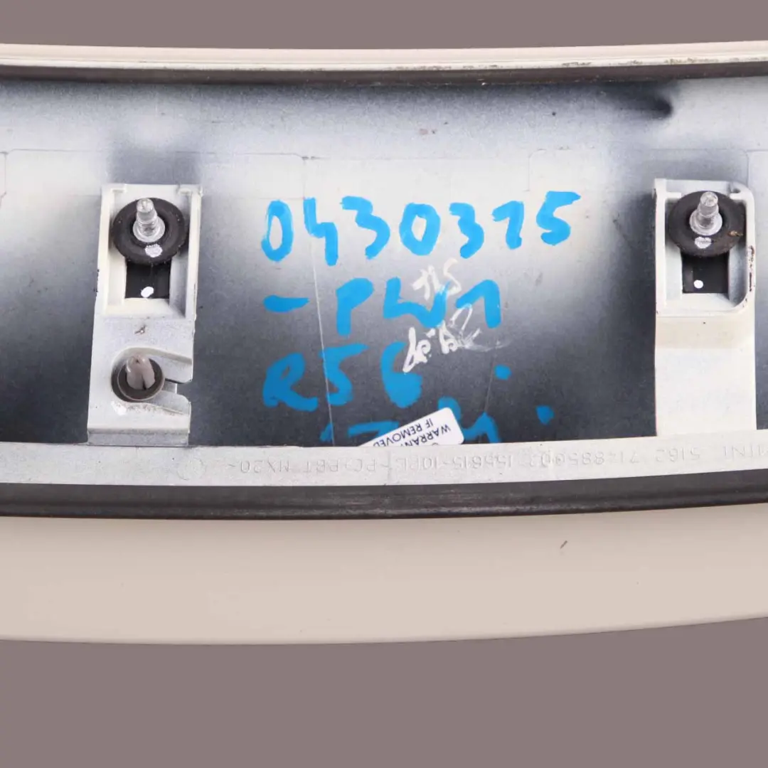 Spoiler MINI Cooper One R56 Trunk Pepper White 850 7148850 to Rear with Part number 0430315 Rear Spoiler MINI Cooper One R56 Trunk Pepper White 850 7148850 - SKU 0430315-PW1 - Part number 0430315