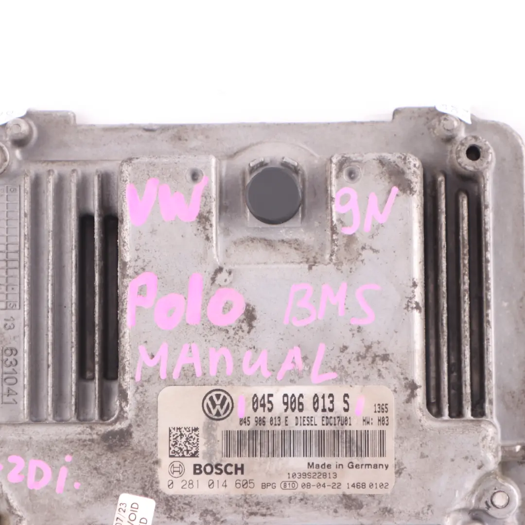 VW Polo 9N BMS 1.4 TDI Diesel Blue Motion Engine Control ECU Manual - SKU 045906013S - Part number 045906013S