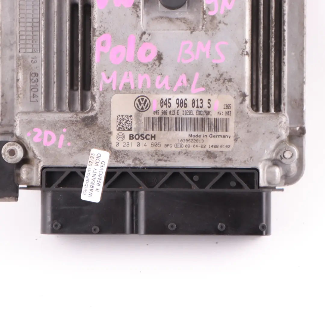 VW Polo 9N BMS 1.4 TDI Diesel Blue Motion Engine Control ECU Manual - SKU 045906013S - Part number 045906013S
