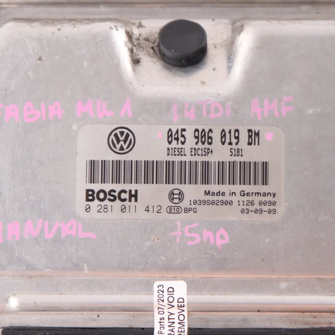 MK1 1.4 TDI AMF 75HP Engine Control Unit ECU Manual to Skoda Fabia with Part number 045906019BM Skoda Fabia MK1 1.4 TDI AMF 75HP Engine Control Unit ECU Manual - SKU 045906019BM - Part number 045906019BM