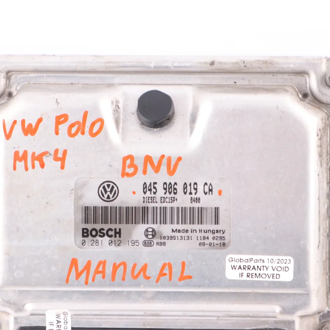 VW Polo 9N 1.4 TDI BNV Diesel Engine Control ECU Manual Siemens - SKU 045906019CA - Part number 045906019CA