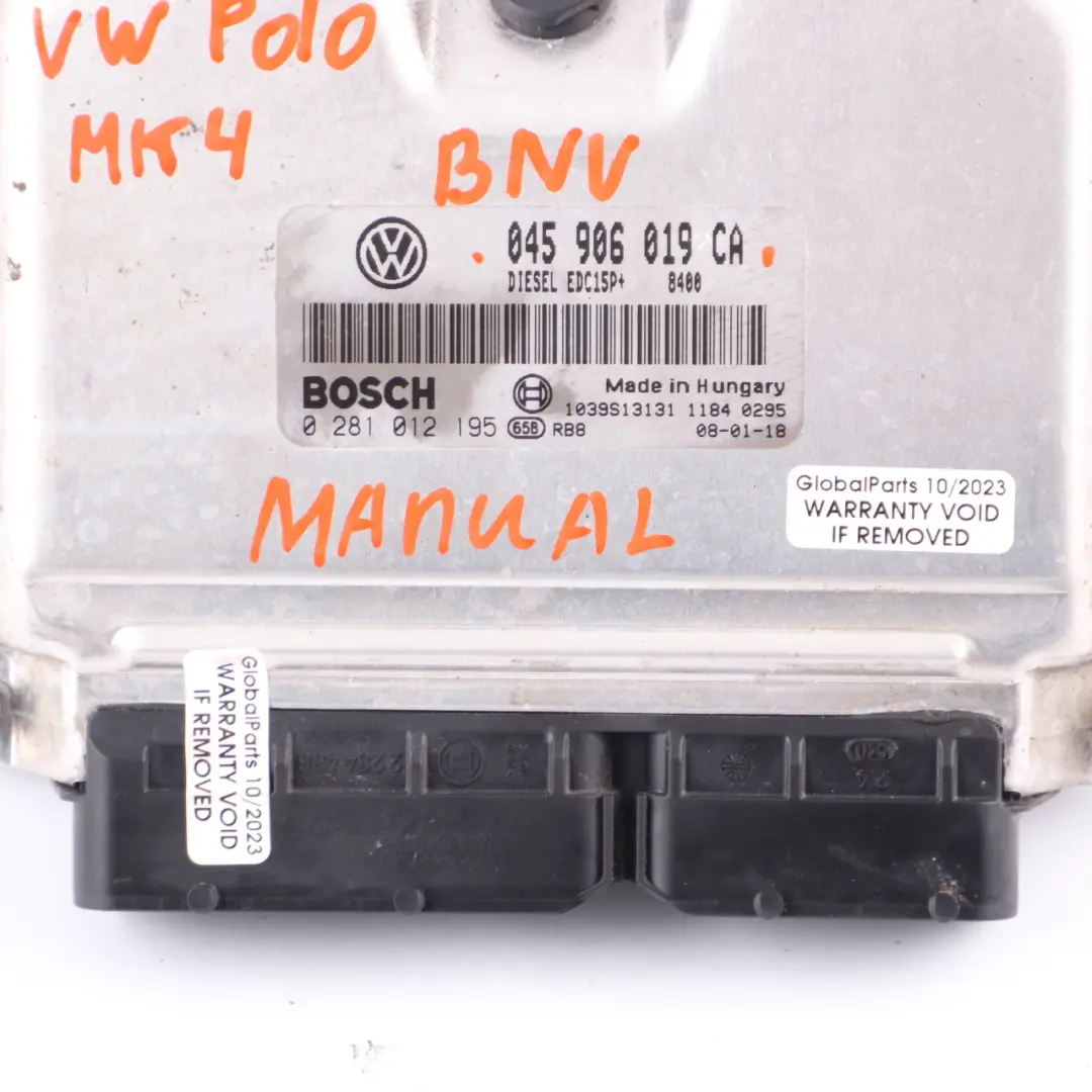 VW Polo 9N 1.4 TDI BNV Diesel Engine Control ECU Manual Siemens - SKU 045906019CA - Part number 045906019CA