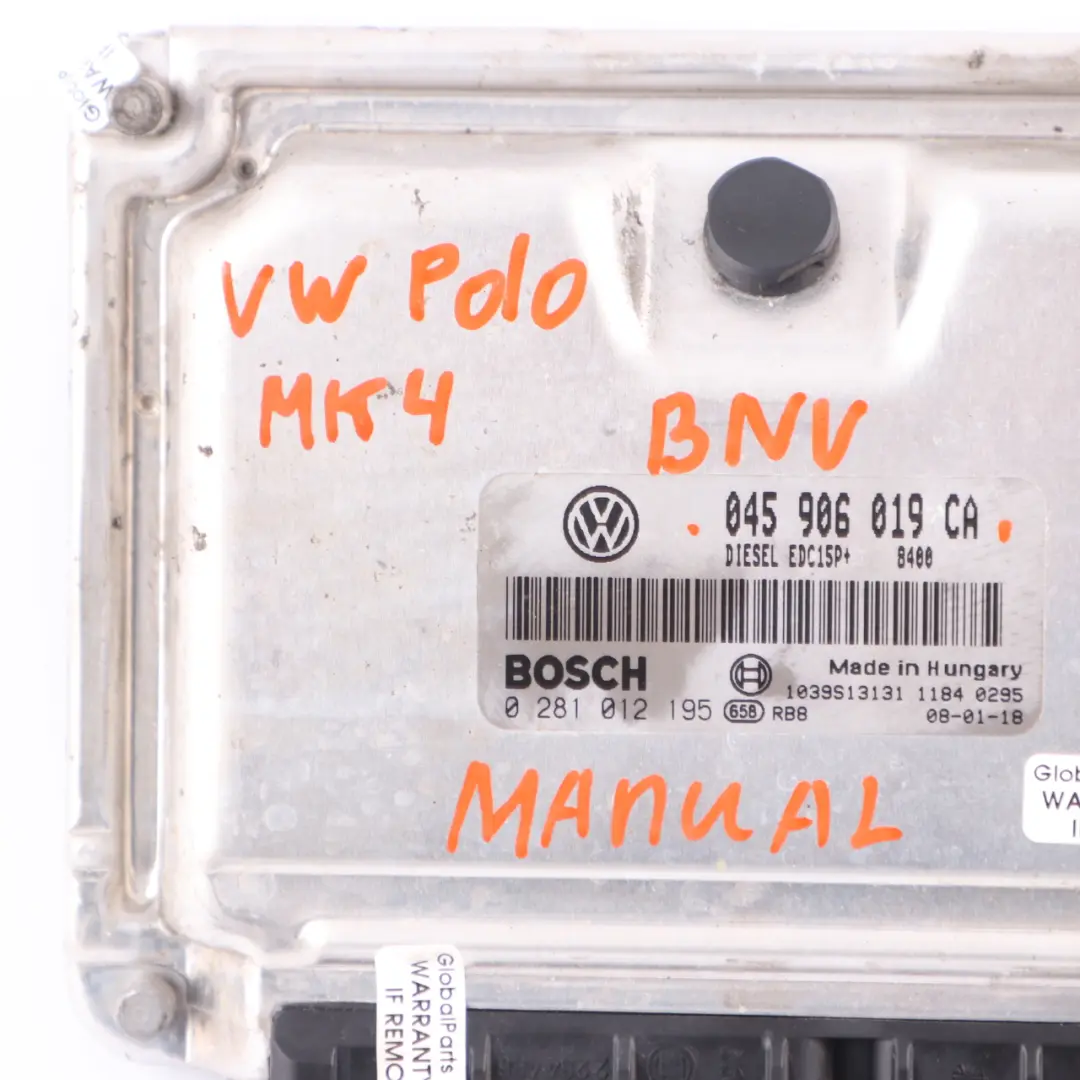 BNV Diesel Engine Control ECU Manual Siemens to VW Polo 9N 1.4 TDI with Part number 045906019CA VW Polo 9N 1.4 TDI BNV Diesel Engine Control ECU Manual Siemens - SKU 045906019CA - Part number 045906019CA