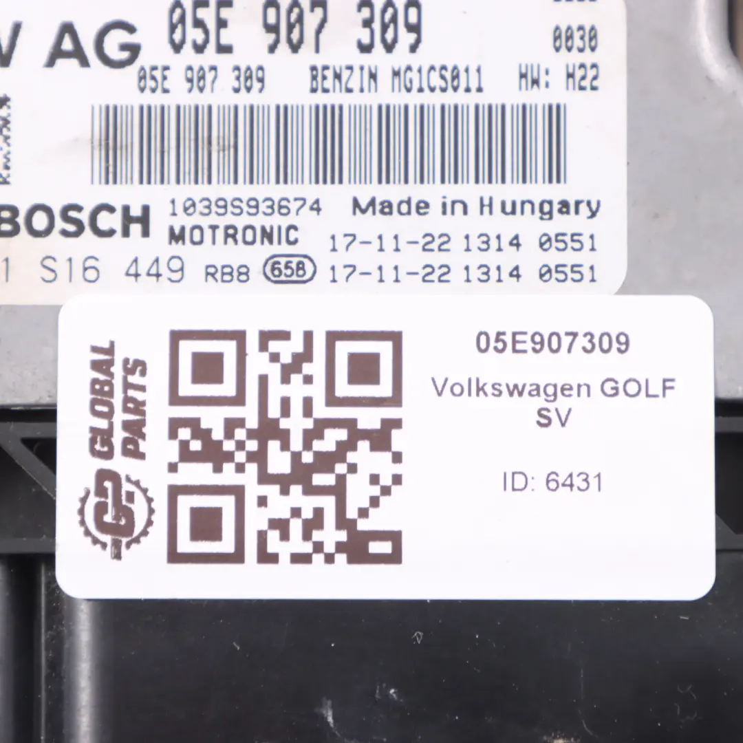 Volkswagen Golf SV 1.5 TSI DADA 150HP Motore ECU chiave blocco DSG - SKU 05E907309 - Numero di parte 05E907309