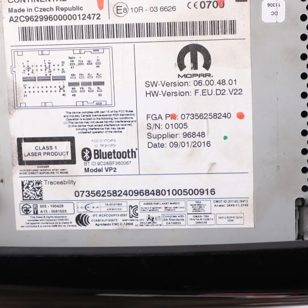 Peugeot Boxer Fiat Ducato Radio CD Player Head Unit ECE DAB NAV - SKU 07356258240 - Part number 07356258240