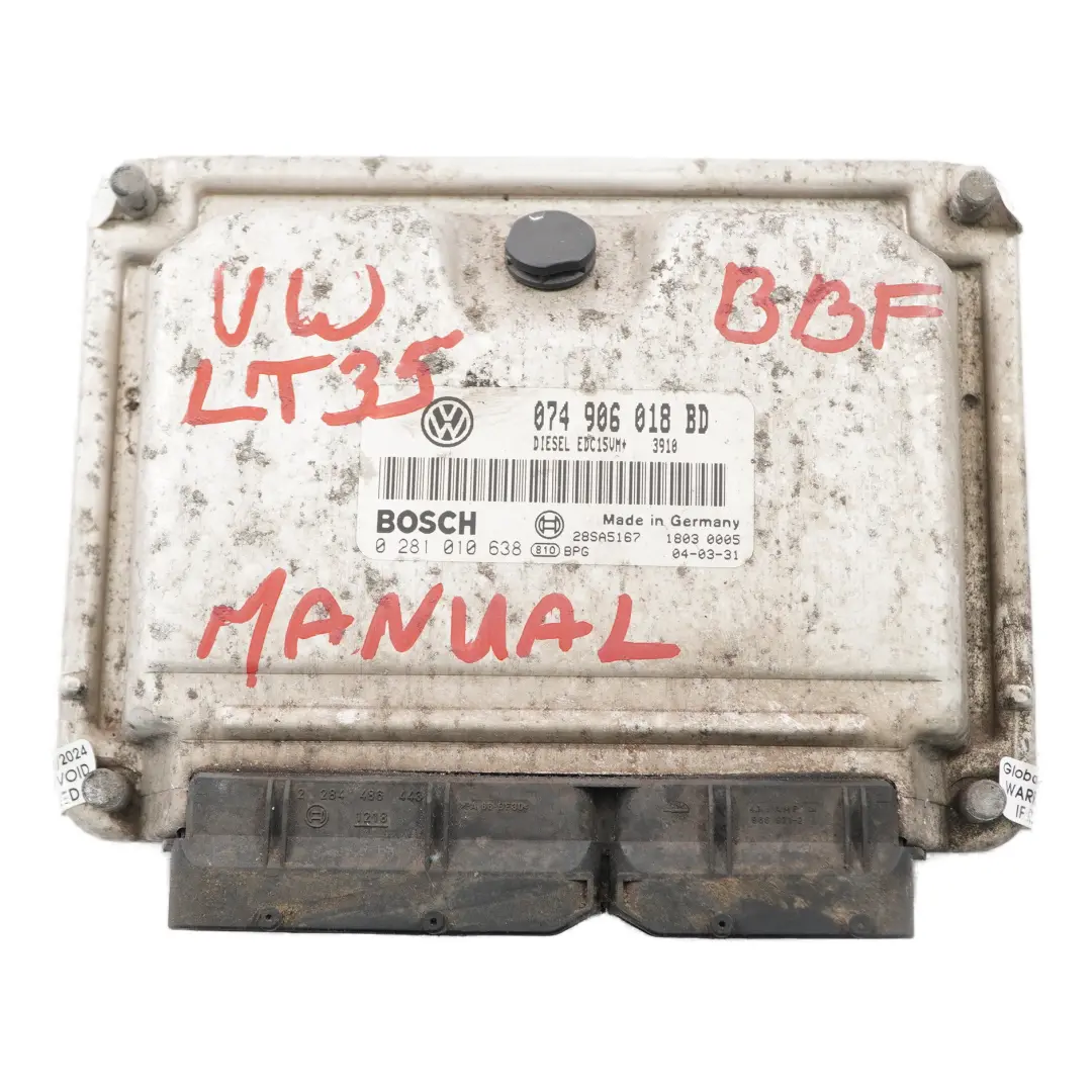 BBF 95HP Engine Control Unit Module ECU Manual VW Volkswagen LT 35 - SKU 074906018BD - Part number 074906018BD