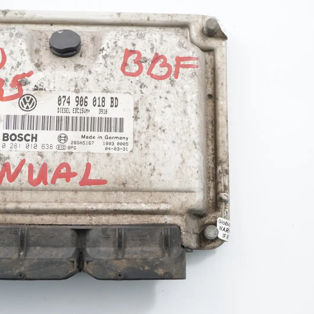 BBF 95HP Engine Control Unit Module ECU Manual VW Volkswagen LT 35 - SKU 074906018BD - Part number 074906018BD