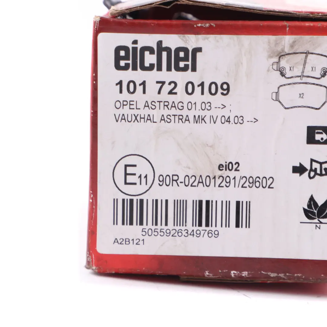 Mk4 Eicher Wheel Front Left Right Brake Pads Set to Vauxhall Opel Astra with Part number 101720109 Vauxhall Opel Astra Mk4 Eicher Wheel Front Left Right Brake Pads Set - SKU 101720109 - Part number 101720109