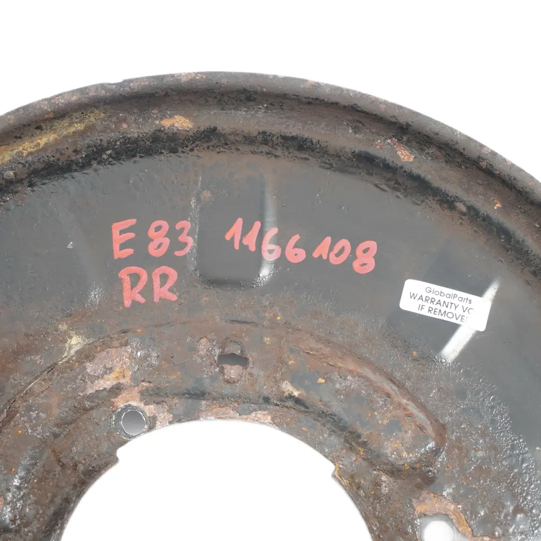 Brake Disc Plate BMW X3 E83 Rear Right O/S Brake Protection Plate Cover to with Part number 1166108 Brake Disc Plate BMW X3 E83 Rear Right O/S Brake Protection Plate Cover - SKU 1166108 - Part number 1166108