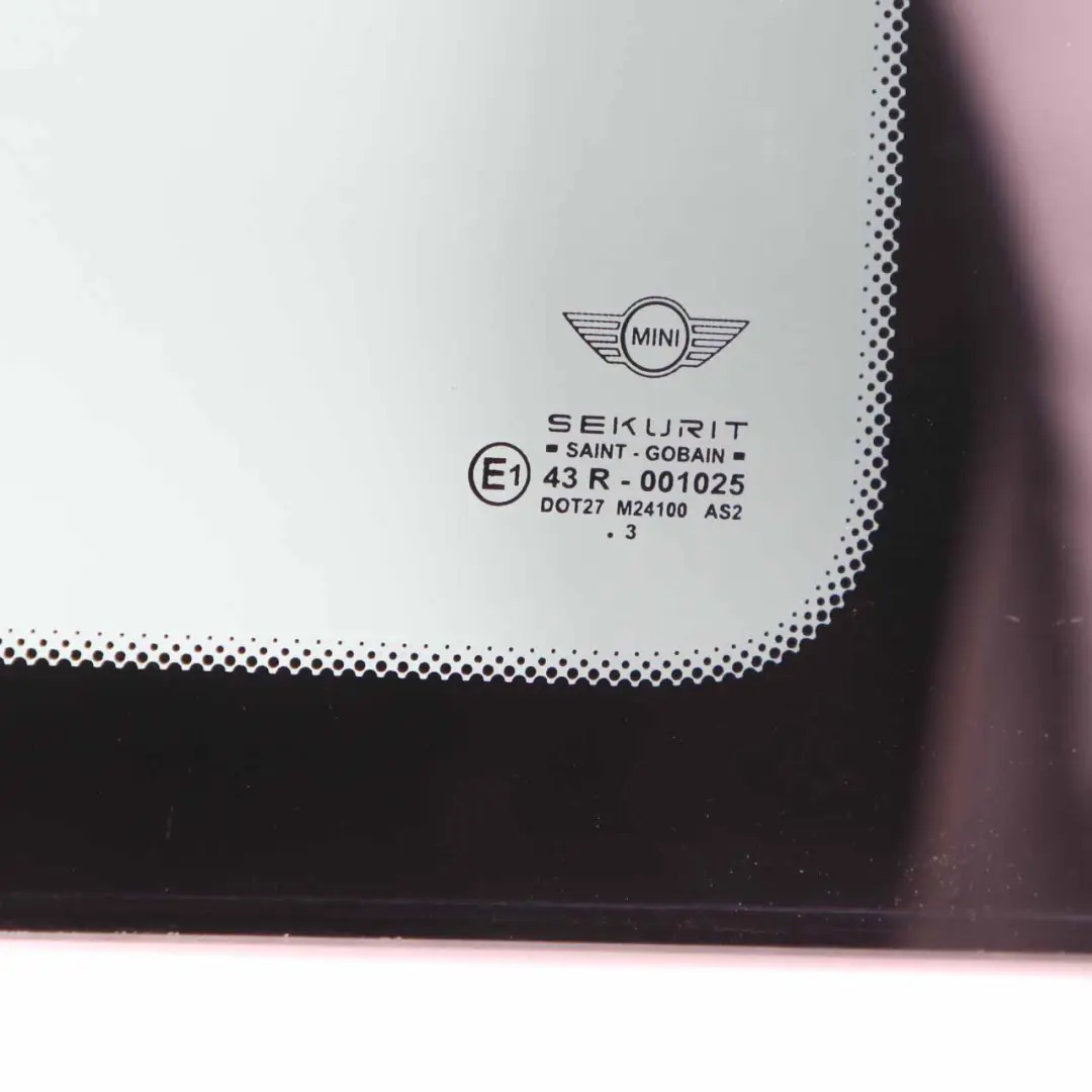 Mini Cooper R50 R53 Rear Right O/S Side Window Glass AS2 Green - SKU 1166579-1 - Part number 1166579