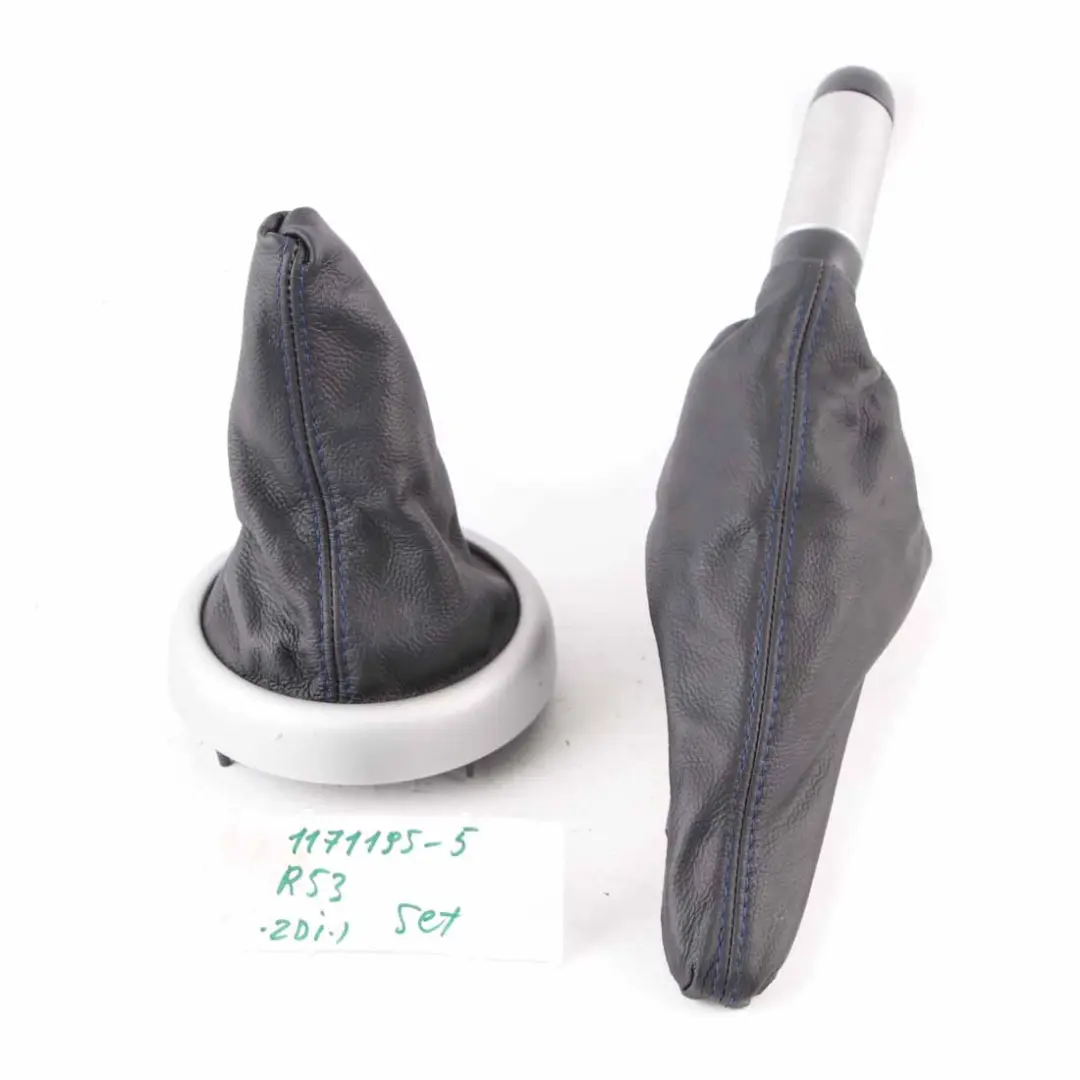 Handbrake Lever Gear Cover Trim Leather Blue to Mini Cooper One R50 R52 R53 with Part number 1171195 Mini Cooper One R50 R52 R53 Handbrake Lever Gear Cover Trim Leather Blue - SKU 1171195-5 - Part number 1171195