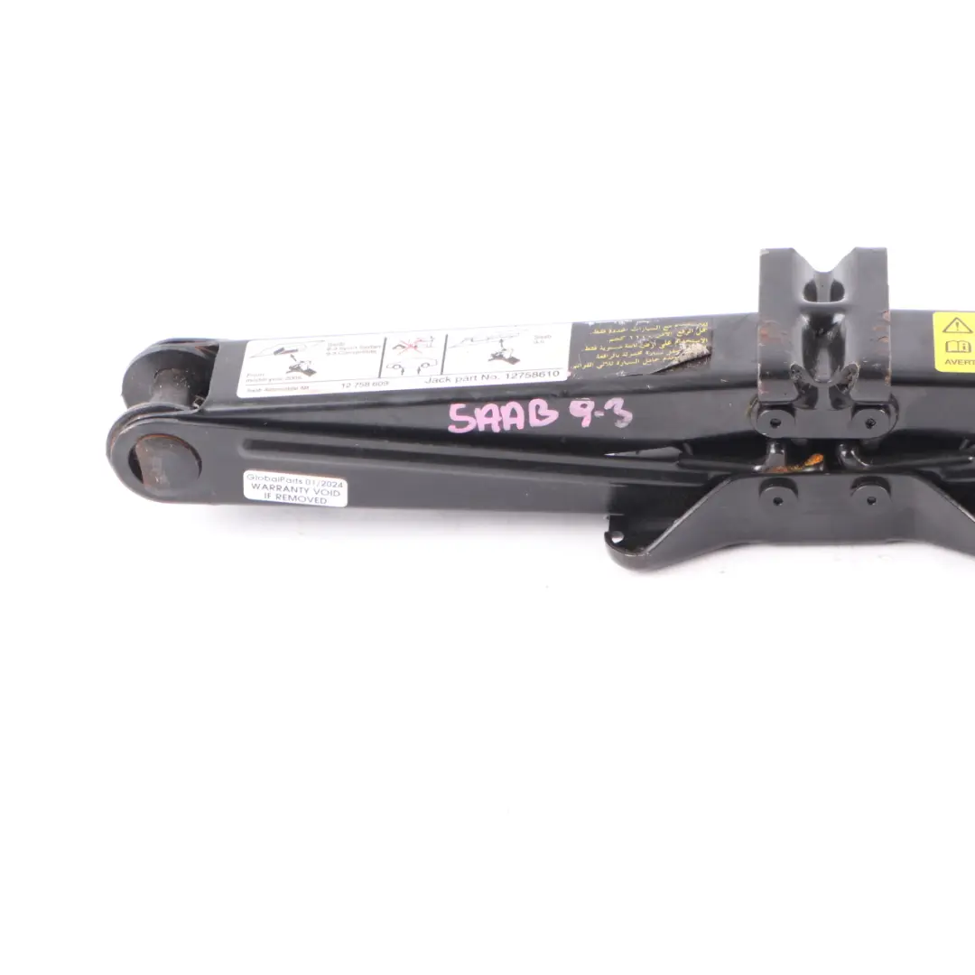 Lifting Jack Emergency Wheel Lifting Tool to Saab 9-3 Car with Part number 12758610 Saab 9-3 Car Lifting Jack Emergency Wheel Lifting Tool - SKU 12758610 - Part number 12758610