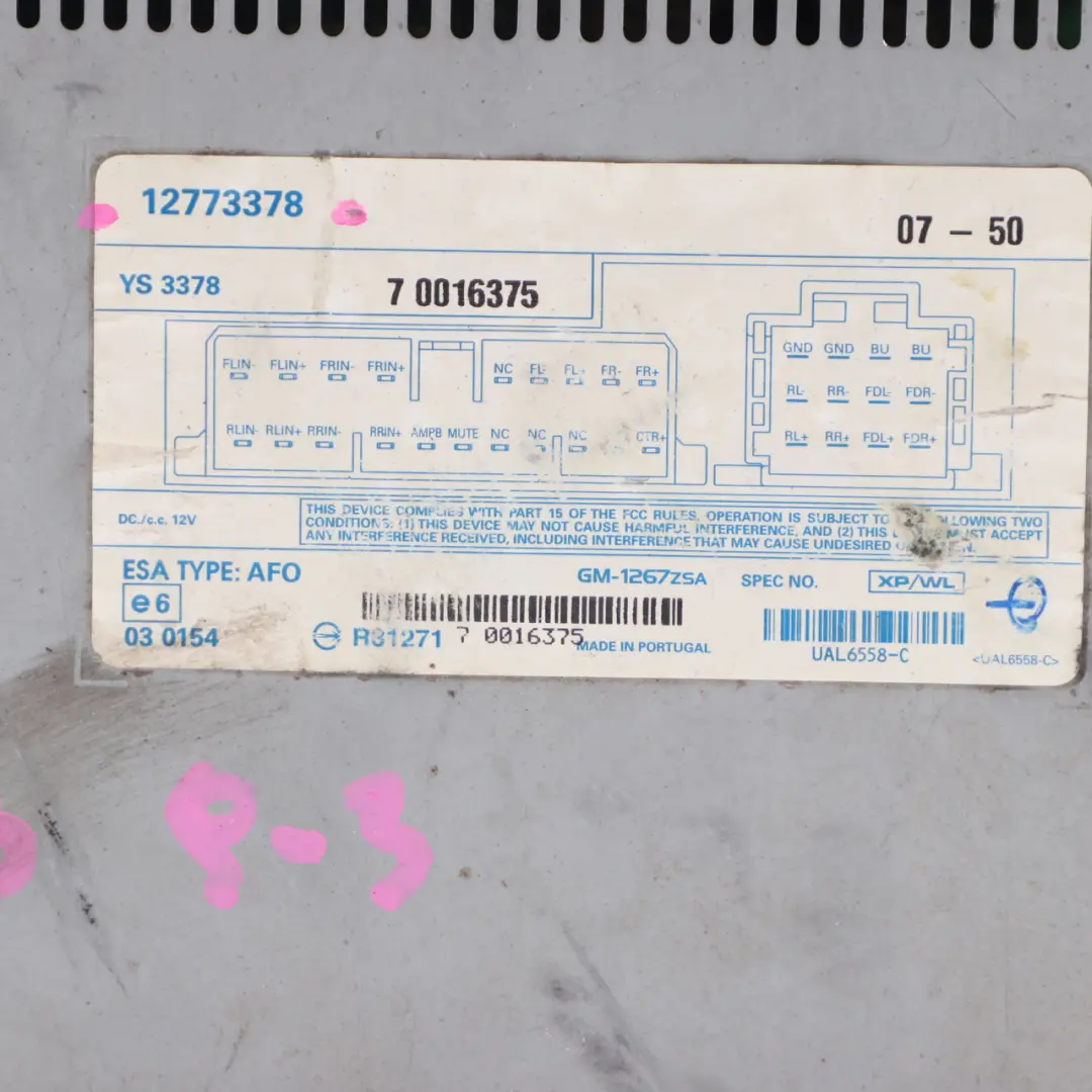 Stereo Radio Sound AMP Amplifier Control Unit Module to Saab 9-3 with Part number 12773378 Saab 9-3 Stereo Radio Sound AMP Amplifier Control Unit Module - SKU 12773378 - Part number 12773378