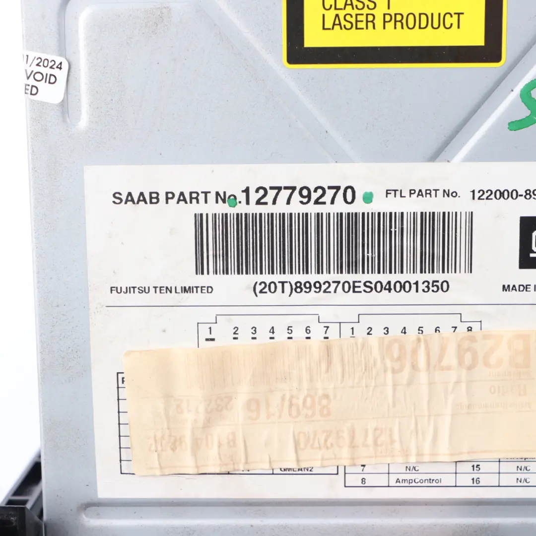 Radio Stereo CD Player Head Unit to SAAB 9-3 with Part number 12779270 SAAB 9-3 Radio Stereo CD Player Head Unit - SKU 12779270 - Part number 12779270