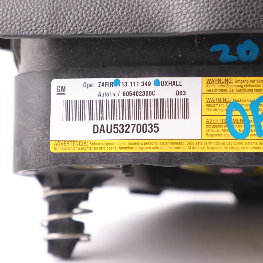 Vauxhall Zafira B Steering Wheel Air Module Driver Side Black - SKU 13111349 - Part number 13111349