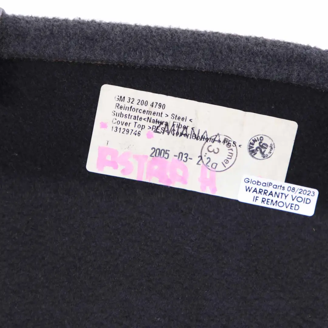 MK5 Hatchback Parcel Shelf Cover Panel Trim Covering to Vauxhall Astra H with Part number 13129746 Vauxhall Astra H MK5 Hatchback Parcel Shelf Cover Panel Trim Covering - SKU 13129746 - Part number 13129746