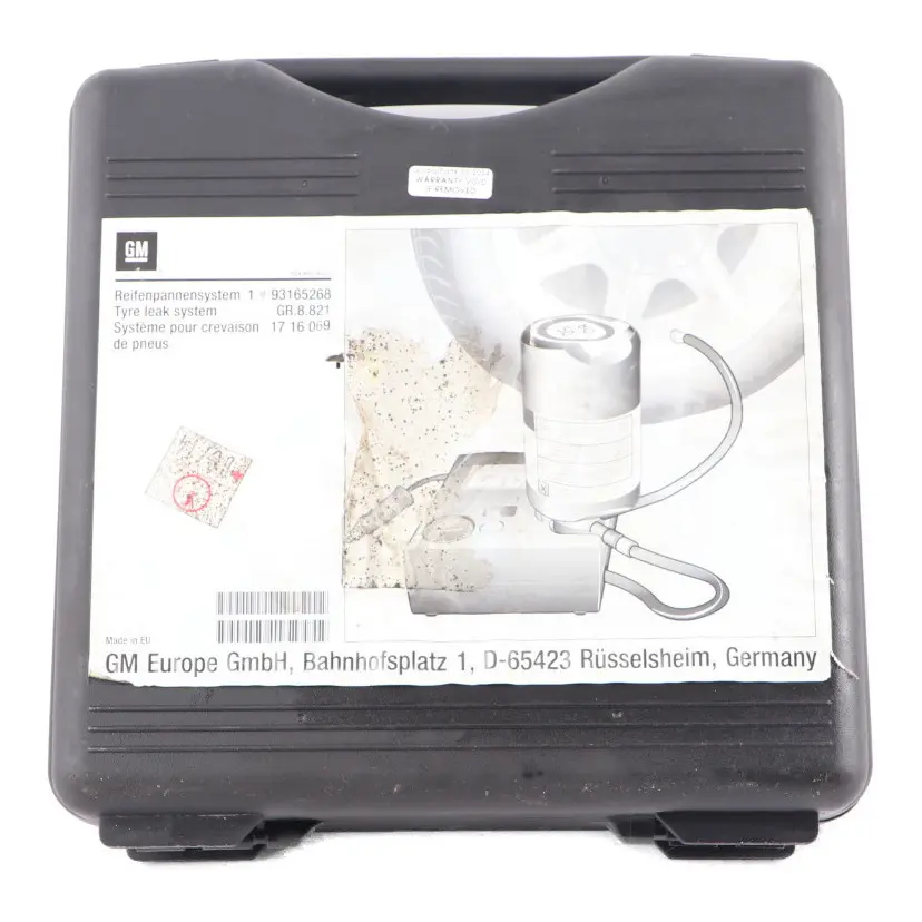 Tyre Inflation Air Pump Compressor Sealant Container Set to Vauxhall with Part number 13191496 Vauxhall Tyre Inflation Air Pump Compressor Sealant Container Set - SKU 13191496 - Part number 13191496