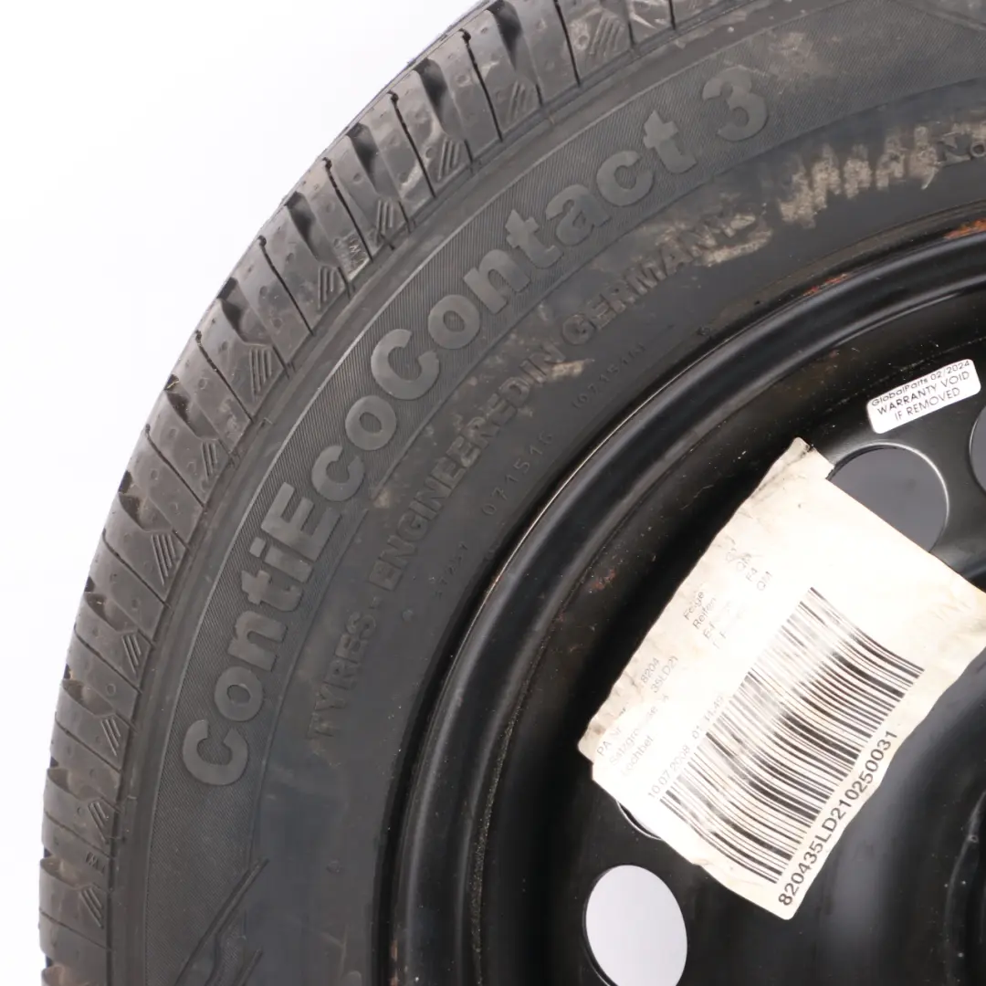  Spare Wheel Vauxhall Corsa D Wheel Steel R15 6J ET:39 Continental 185/65 F4 - SKU 13211897 - Part number 13211897