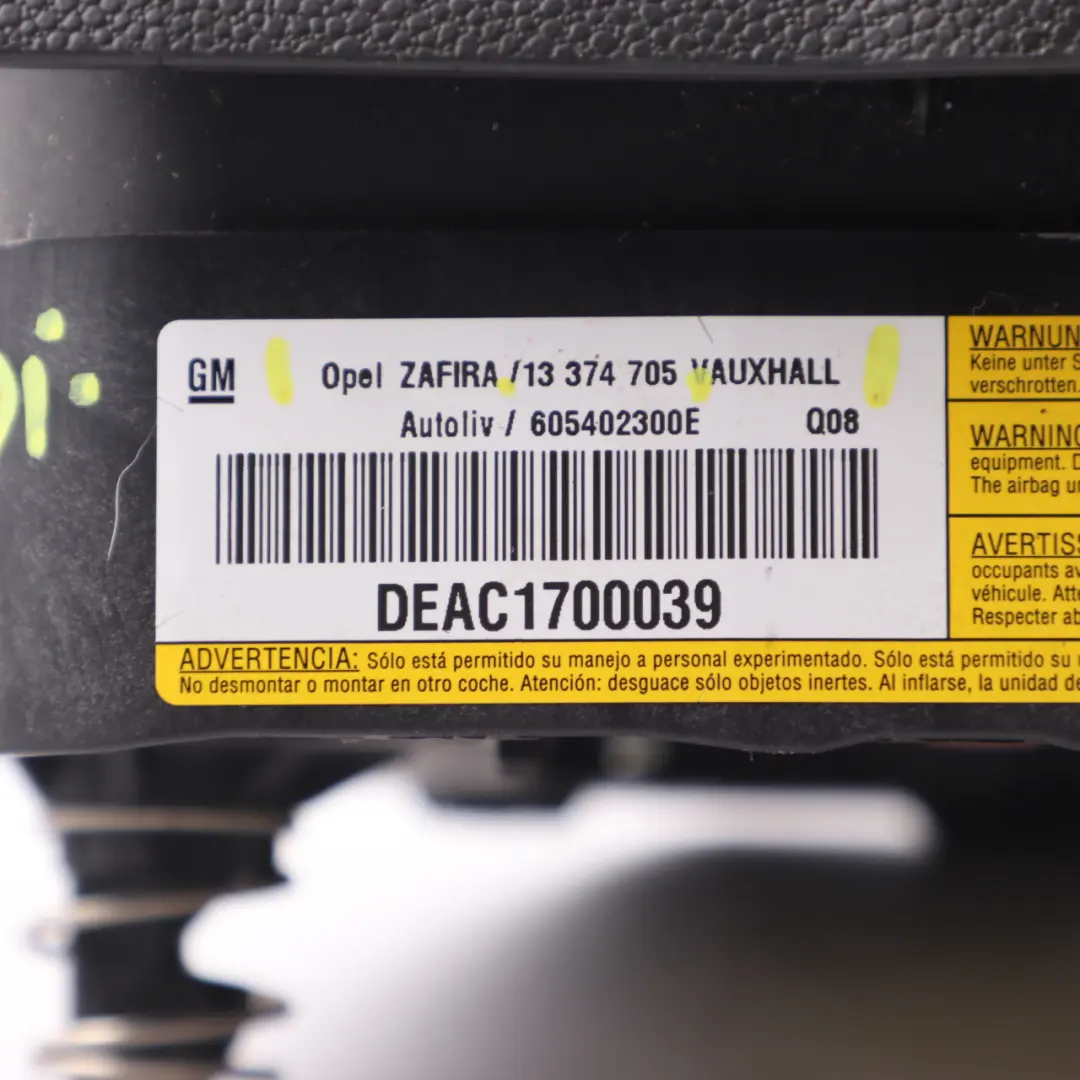 Vauxhall Zafira B Steering Wheel Air Module Driver Side Black - SKU 13374705 - Part number 13374705