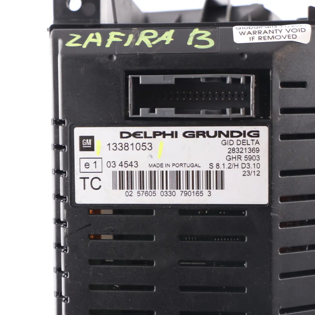 Display Screen Vauxhall Opel Zafira B Multifunctional Digital Screen to with Part number 13381053 Display Screen Vauxhall Opel Zafira B Multifunctional Digital Screen - SKU 13381053 - Part number 13381053