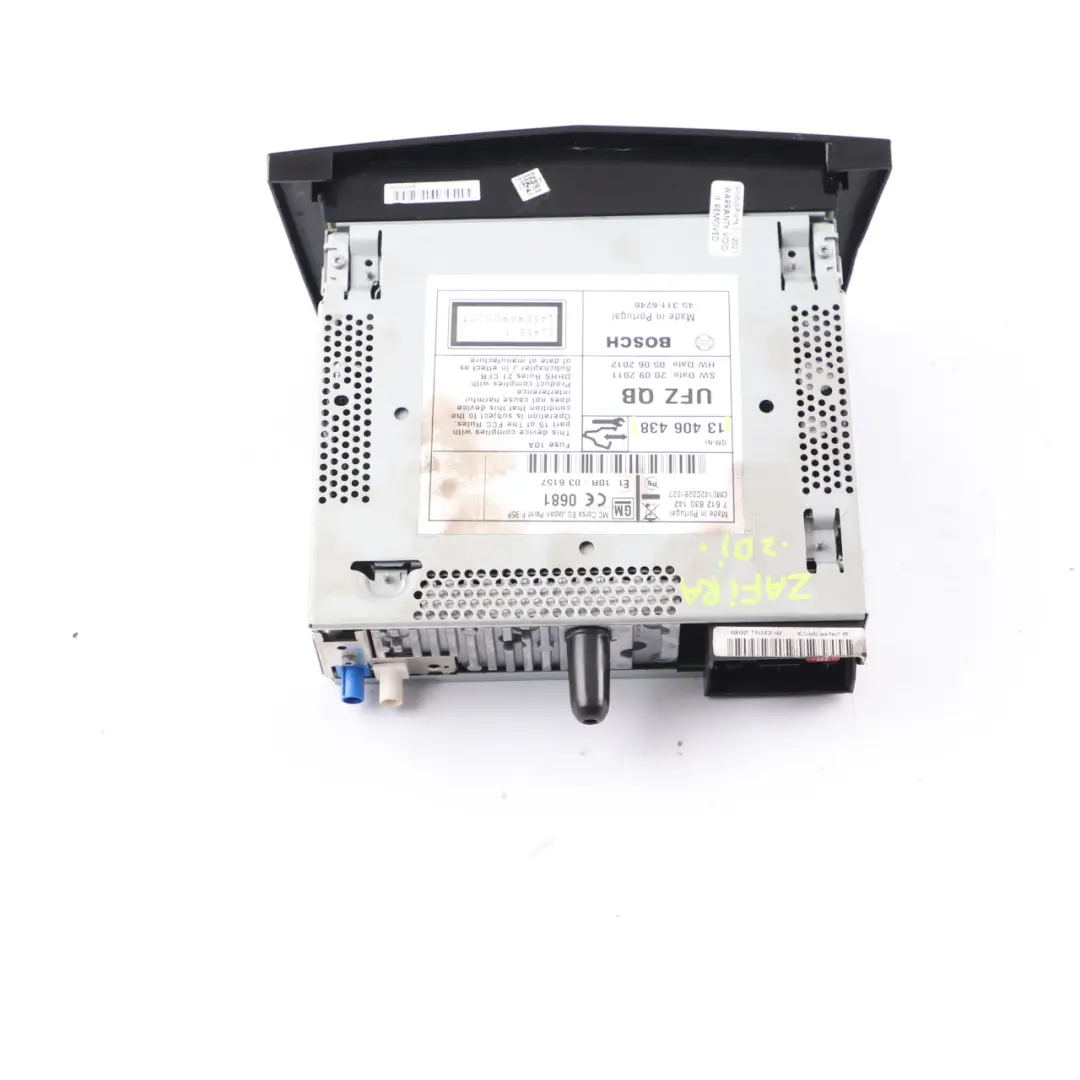 Navigation Head Unit Vauxhall Zafira B Touch & Connect Stereo Radio to with Part number 13406438 Navigation Head Unit Vauxhall Zafira B Touch & Connect Stereo Radio - SKU 13406438 - Part number 13406438