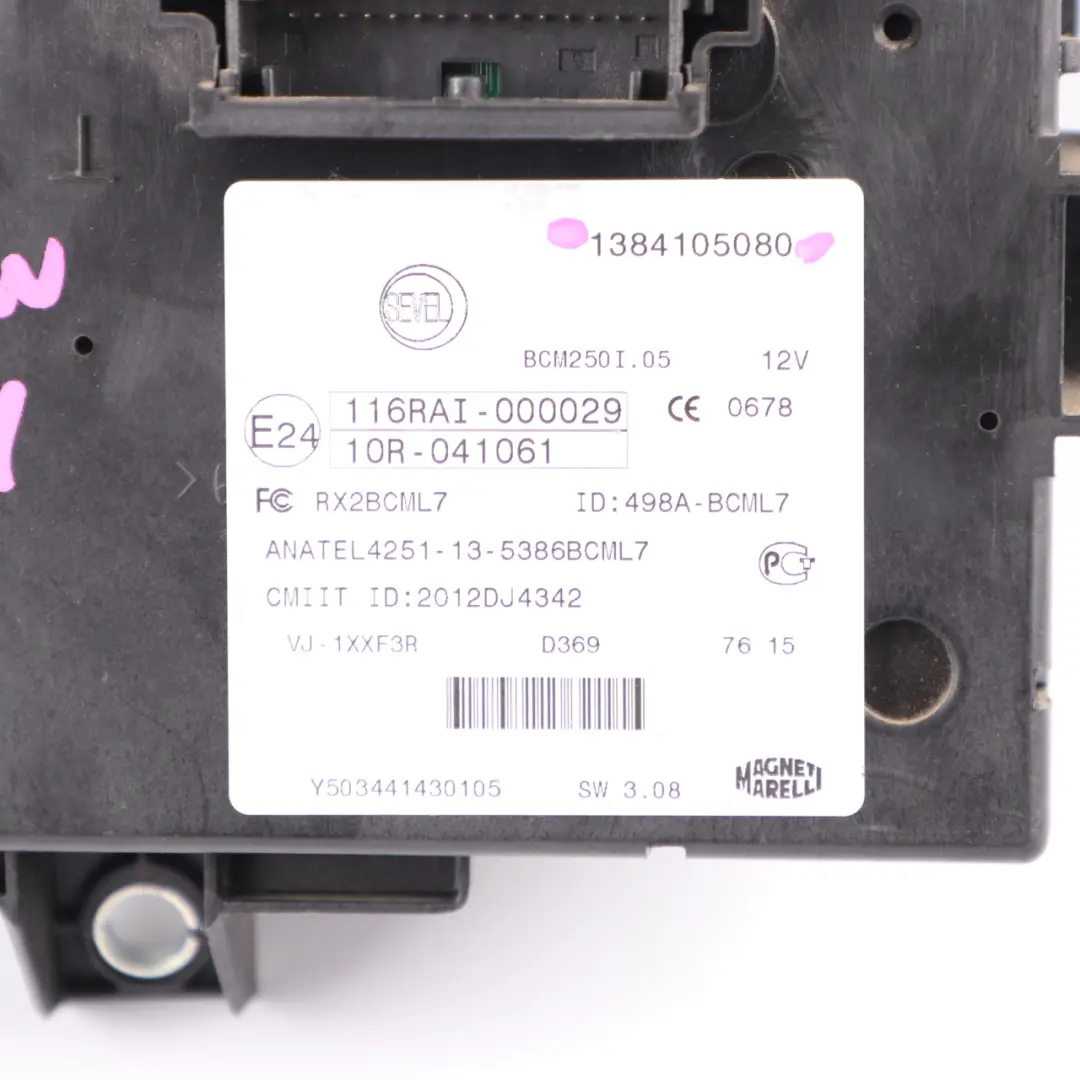  Citroen Relé Peugeot Boxer Módulo Unidad Control Cuerpo Caja fusibles - SKU 1384105080 - Número de pieza 1384105080