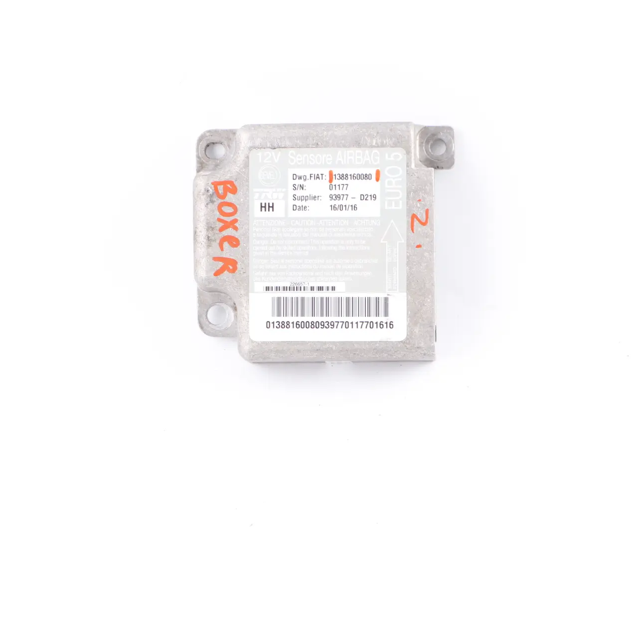 Peugeot Boxer Citroen Relay Fiat Ducato Airbag Control Unit Module 1388160080