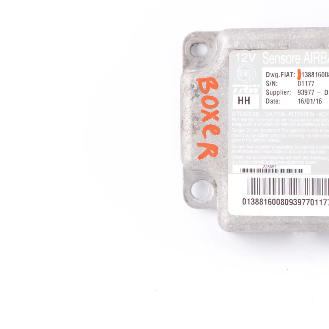 Citroen Relay Fiat Ducato Airbag Control Unit Module to Peugeot Boxer with Part number 1388160080 Peugeot Boxer Citroen Relay Fiat Ducato Airbag Control Unit Module - SKU 1388160080 - Part number 1388160080