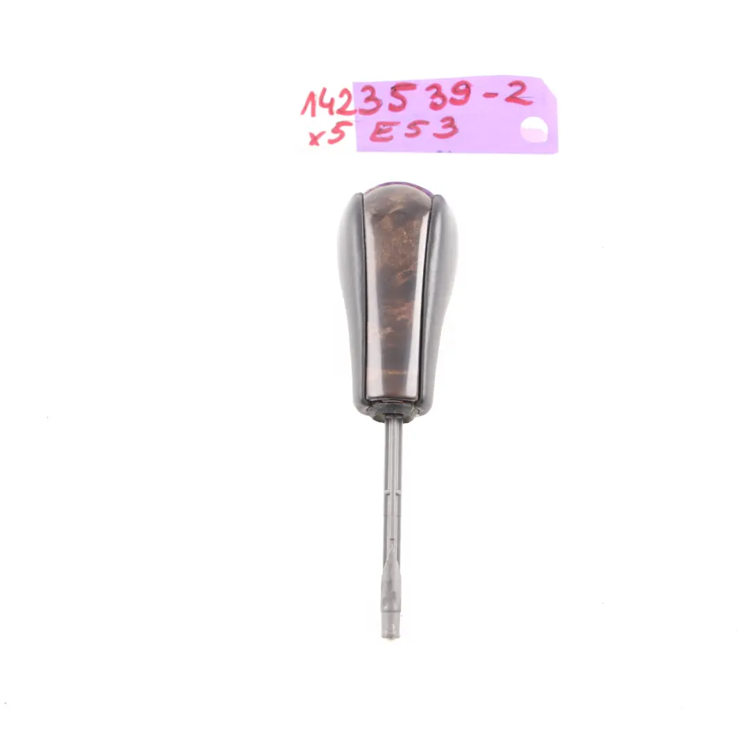 Selector Lever Handle Leather Wood Ring Automatic to BMW X5 E53 with Part number 1423539 BMW X5 E53 Selector Lever Handle Leather Wood Ring Automatic - SKU 1423539-2 - Part number 1423539