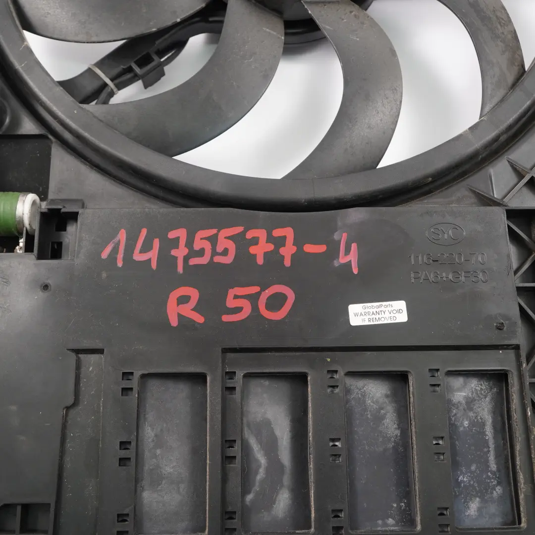 Gasolina Motor Refrigeracion Radiador Ventilador Carcasa SYC 116-220-70 para Mini R50 con número de pieza 1475577 Mini R50 Gasolina Motor Refrigeracion Radiador Ventilador Carcasa SYC 116-220-70 - SKU 1475577-4 - Número de pieza 1475577
