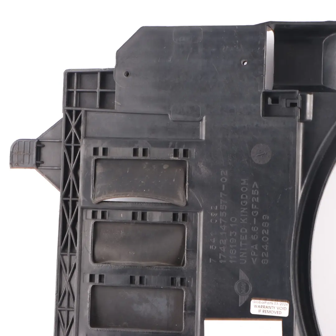 Radiator Fan Frame Mini R50 R53 Petrol Engine W10 W11 Shroud Housing to with Part number 1475577 Radiator Fan Frame Mini R50 R53 Petrol Engine W10 W11 Shroud Housing - SKU 1475577-7 - Part number 1475577