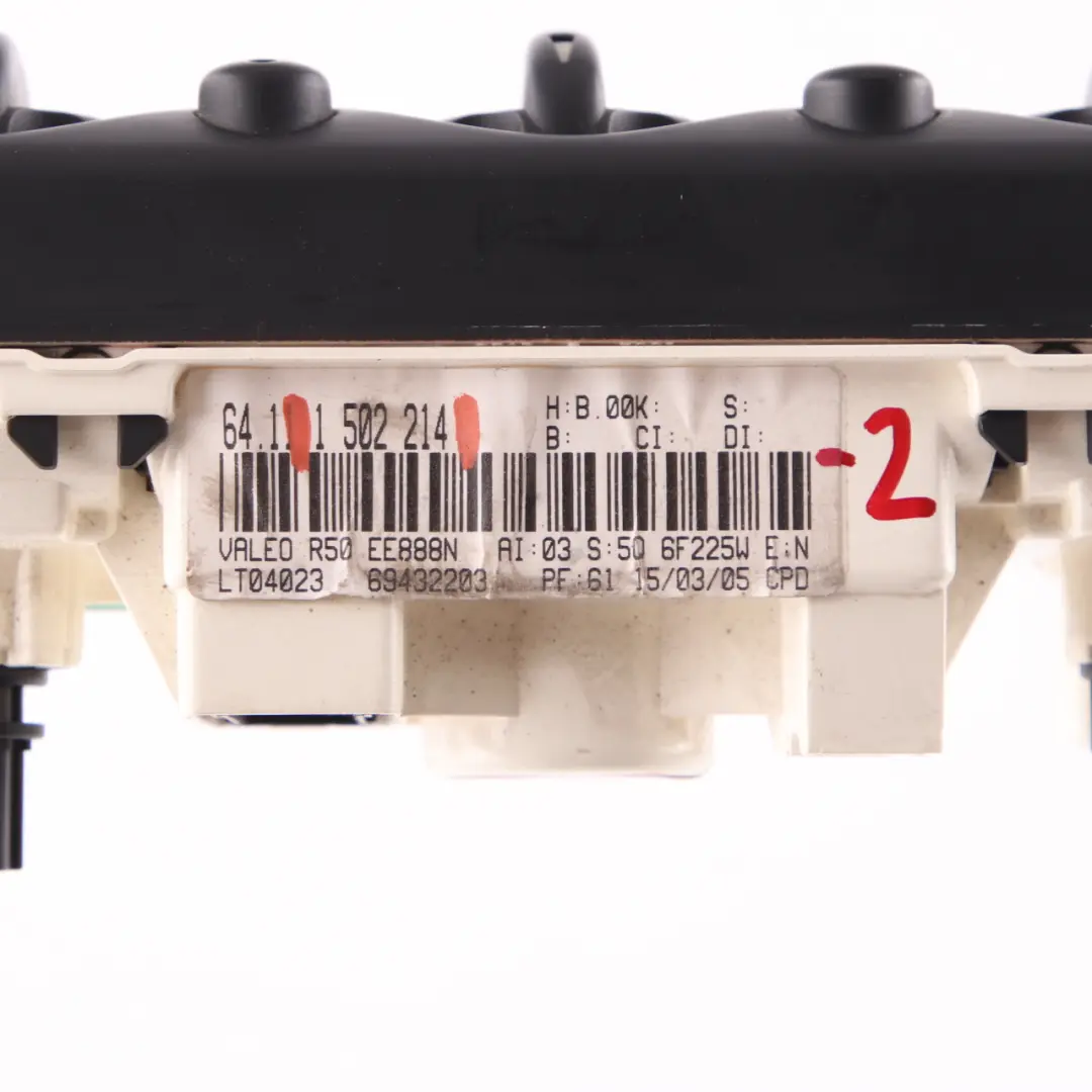 riscaldatore pannello di controllo aria condizionata per Mini Cooper R50 R52 con numero di parte 1502214 Mini Cooper R50 R52 riscaldatore pannello di controllo aria condizionata - SKU 1502214-2 - Numero di parte 1502214