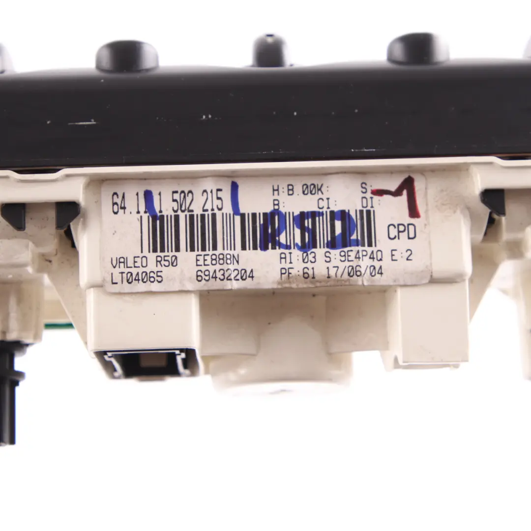 Bedienteil Klimaanlage Schwarz für BMW Mini Cooper R50 R53 R52 mit Teilenummer 1502215 BMW Mini Cooper R50 R53 R52 Bedienteil Klimaanlage Schwarz - SKU 1502215-1 - Teilenummer 1502215