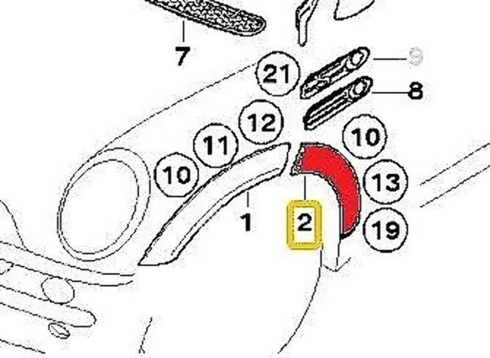 Arch Mini R50 R52 R53 Wing Trim Front Right O/S Hyper Blue to Wheel with Part number 1505864 Wheel Arch Mini R50 R52 R53 Wing Trim Front Right O/S Hyper Blue - SKU 1505864-HYB - Part number 1505864