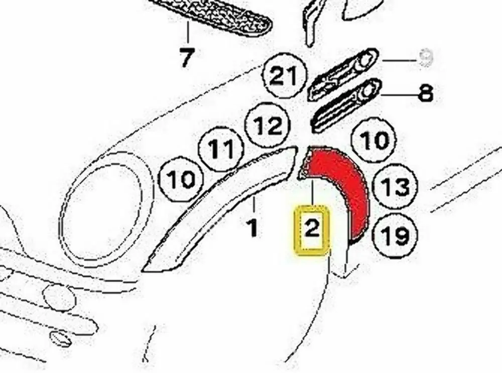 Mini Cooper R50 R52 R53 Copricerchio Aletta anteriore sinistra Nero - SKU 1505865-BLK - Numero di parte 1505865