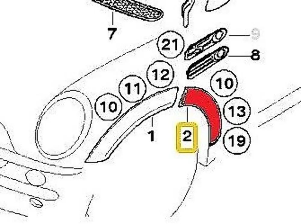 Apertura Passaruota Frontale SX Nero An Pareti per Mini R50 R52 R53 con numero di parte 1505865 Mini R50 R52 R53 Apertura Passaruota Frontale SX Nero An Pareti - SKU 1505865 - Numero di parte 1505865
