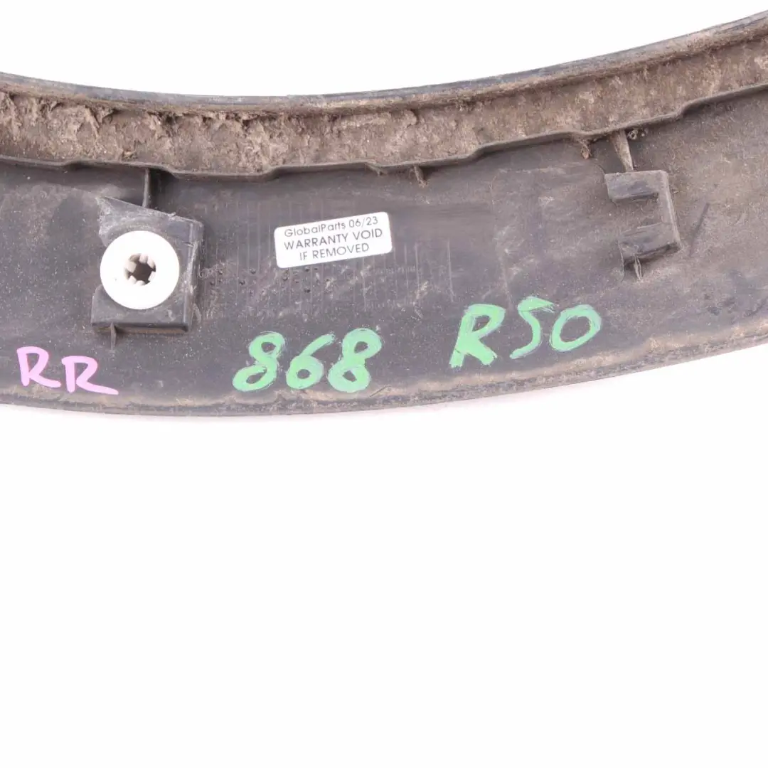 Arch Mini R50 R53 Rear Right O/S Side Trim Cover Panel Moulding to Wheel with Part number 1505868 Wheel Arch Mini R50 R53 Rear Right O/S Side Trim Cover Panel Moulding - SKU 1505868-4 - Part number 1505868