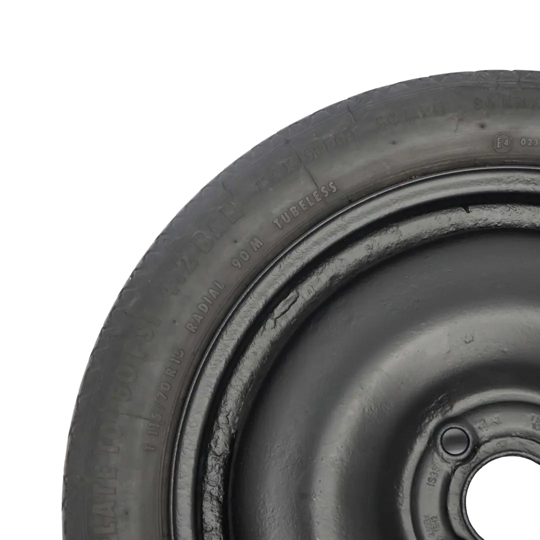 Ruota Scorta Compatta Acciaio Nero 115/70 R15 per Mini R50 R55 R56 con numero di parte 1509164 Mini R50 R55 R56 Ruota Scorta Compatta Acciaio Nero 115/70 R15 - SKU 1509164 - Numero di parte 1509164