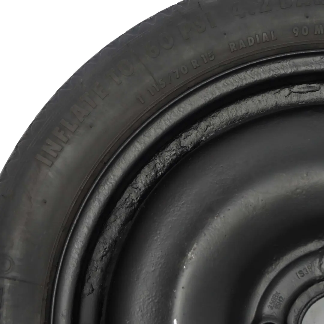 Ruota Scorta Compatta Acciaio Nero 115/70 R15 per Mini R50 R55 R56 con numero di parte 1509164 Mini R50 R55 R56 Ruota Scorta Compatta Acciaio Nero 115/70 R15 - SKU 1509164 - Numero di parte 1509164