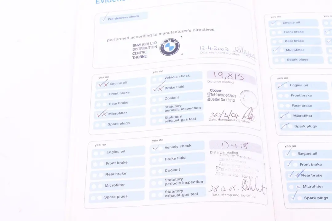 BMW 7 Series E65 E66 E67 Service Booklet 01410156078 0156078 - SKU 158200 - Part number 158200