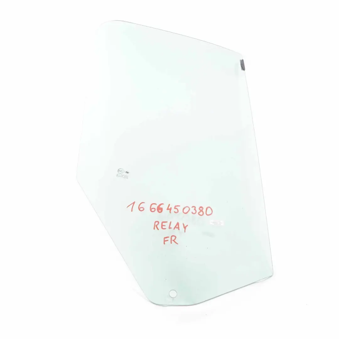 Side Window Citroen Relay Peugeot Boxer Door Front Right O/S Glass to with Part number 1666450380 Side Window Citroen Relay Peugeot Boxer Door Front Right O/S Glass - SKU 1666450380 - Part number 1666450380