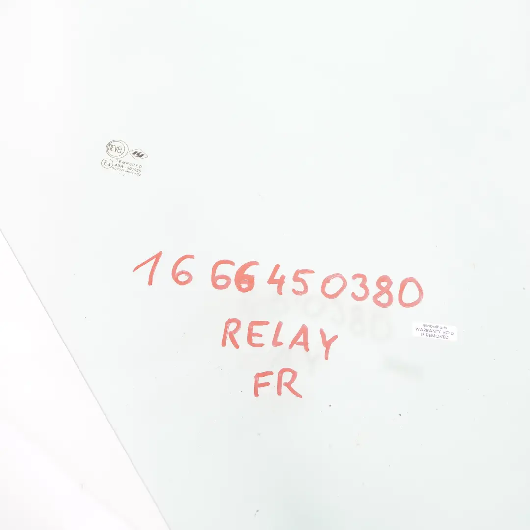  Finestrino laterale Fiat Ducato Peugeot Boxer Porta anteriore destra Vetro - SKU 1666450380 - Numero di parte 1666450380