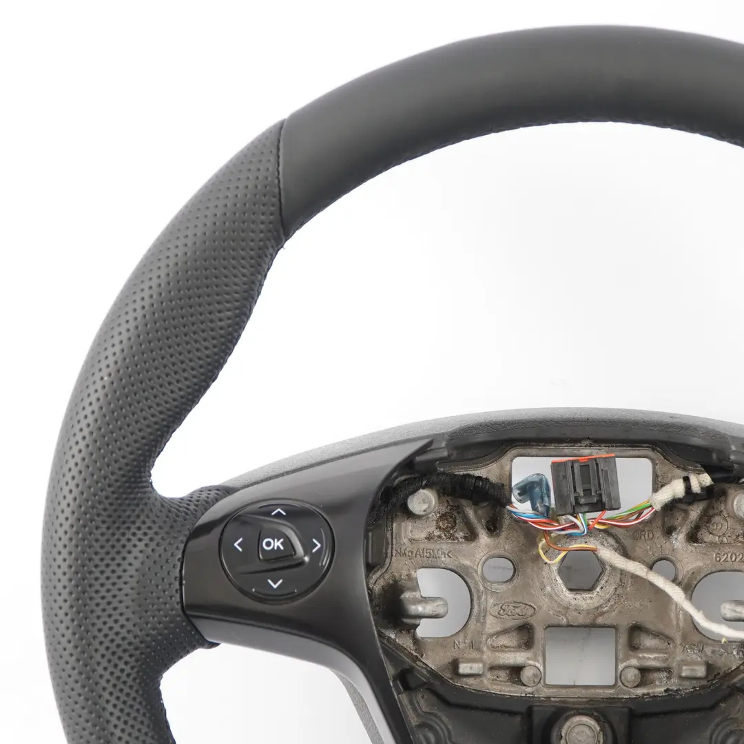 Mk8 NEW Black Leather Steering Wheel Multifunction BK213600CD35B8 to Ford Transit with Part number 1810825 Ford Transit Mk8 NEW Black Leather Steering Wheel Multifunction BK213600CD35B8 - SKU 1810825-1 - Part number 1810825