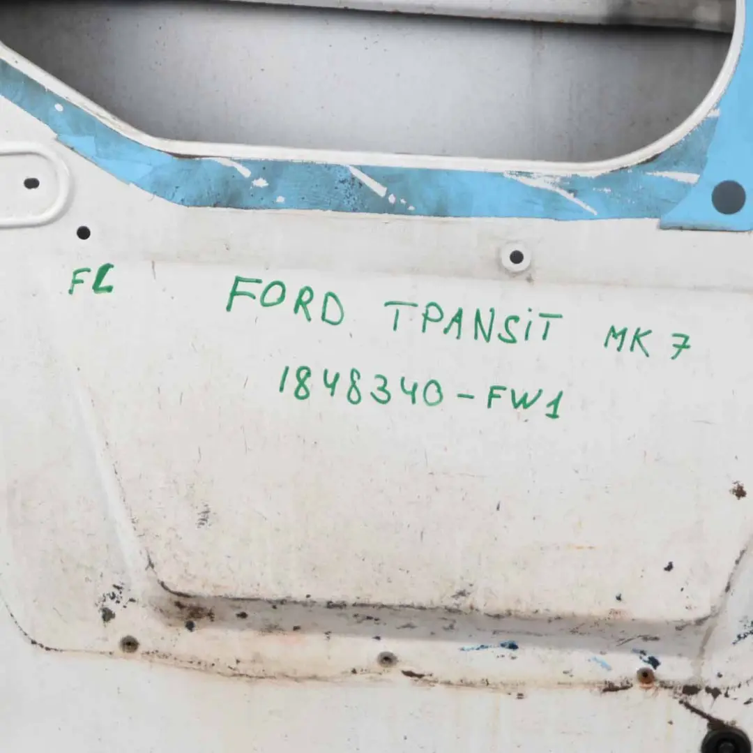 Front Door Left N/S Door Cover Shell Frozen White - Z2 to Ford Transit Mk7 with Part number 1848340 Ford Transit Mk7 Front Door Left N/S Door Cover Shell Frozen White - Z2 - SKU 1848340-FW1 - Part number 1848340