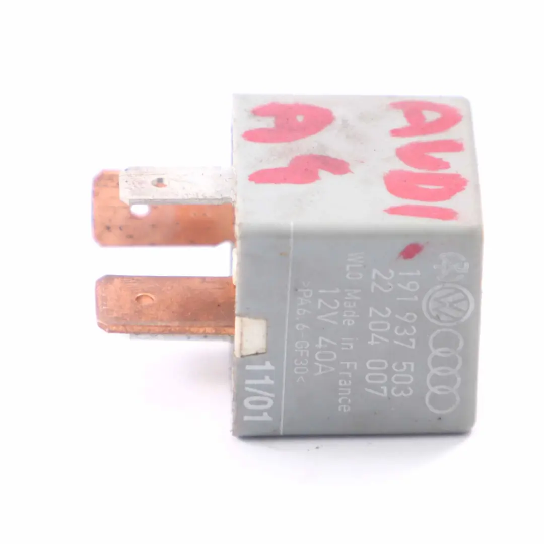 VAG VW Volkswagen Audi Seat Skoda Relay Unit 4 Pins 12V 40A to with Part number 191937503 VAG VW Volkswagen Audi Seat Skoda Relay Unit 4 Pins 12V 40A - SKU 191937503 - Part number 191937503
